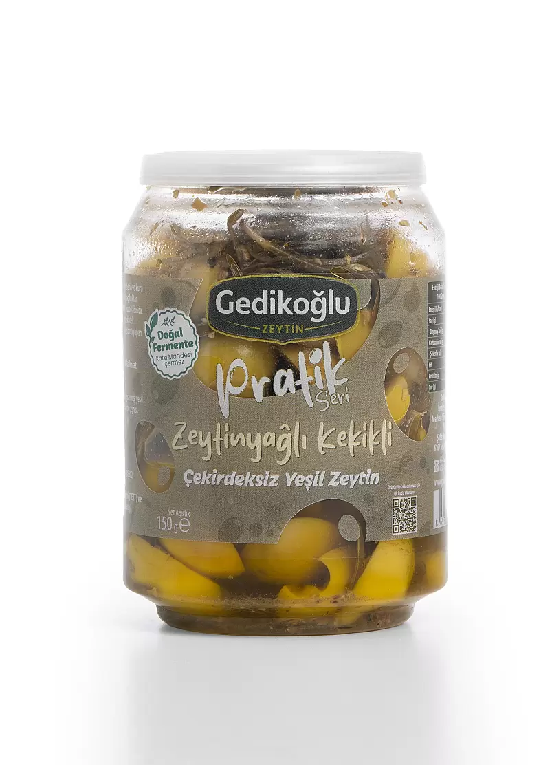 Zeytinyağlı Kekikli Çekirdeksiz Yeşil Zeytin