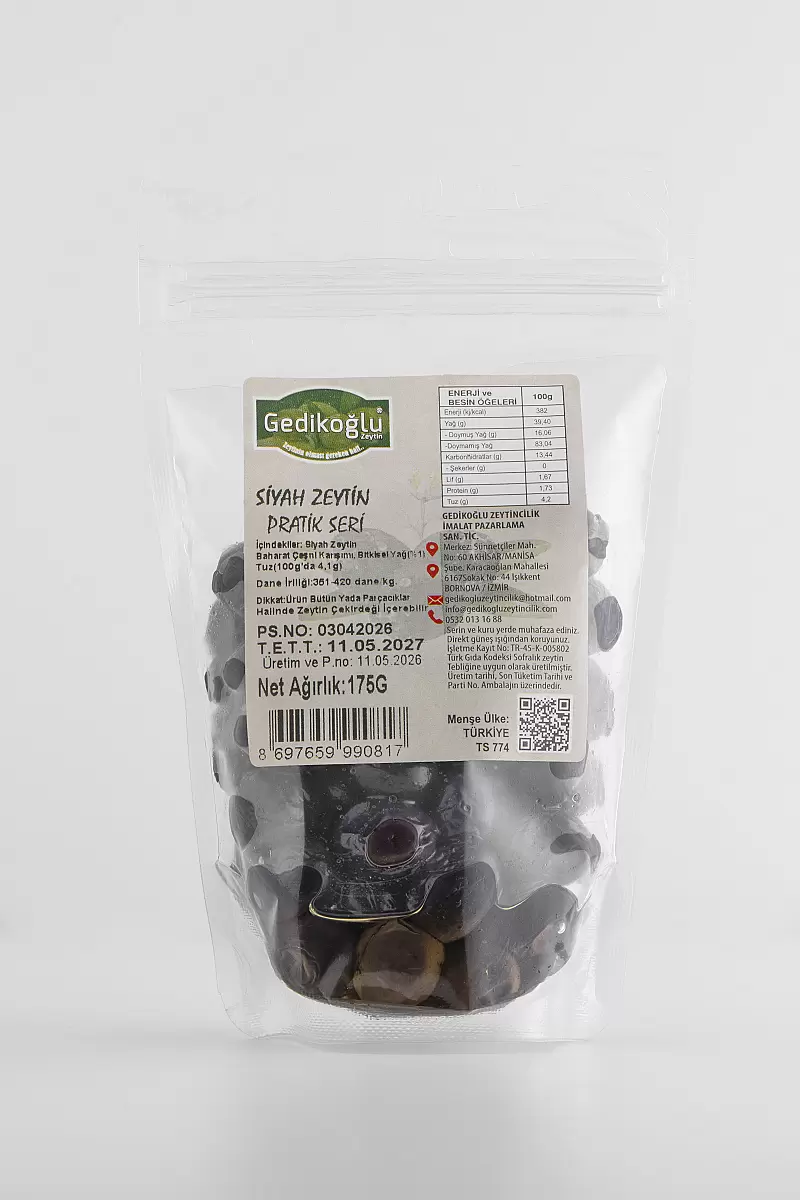 175g Pratik Seri Gemlik tipi siyah zeytin(351-380)