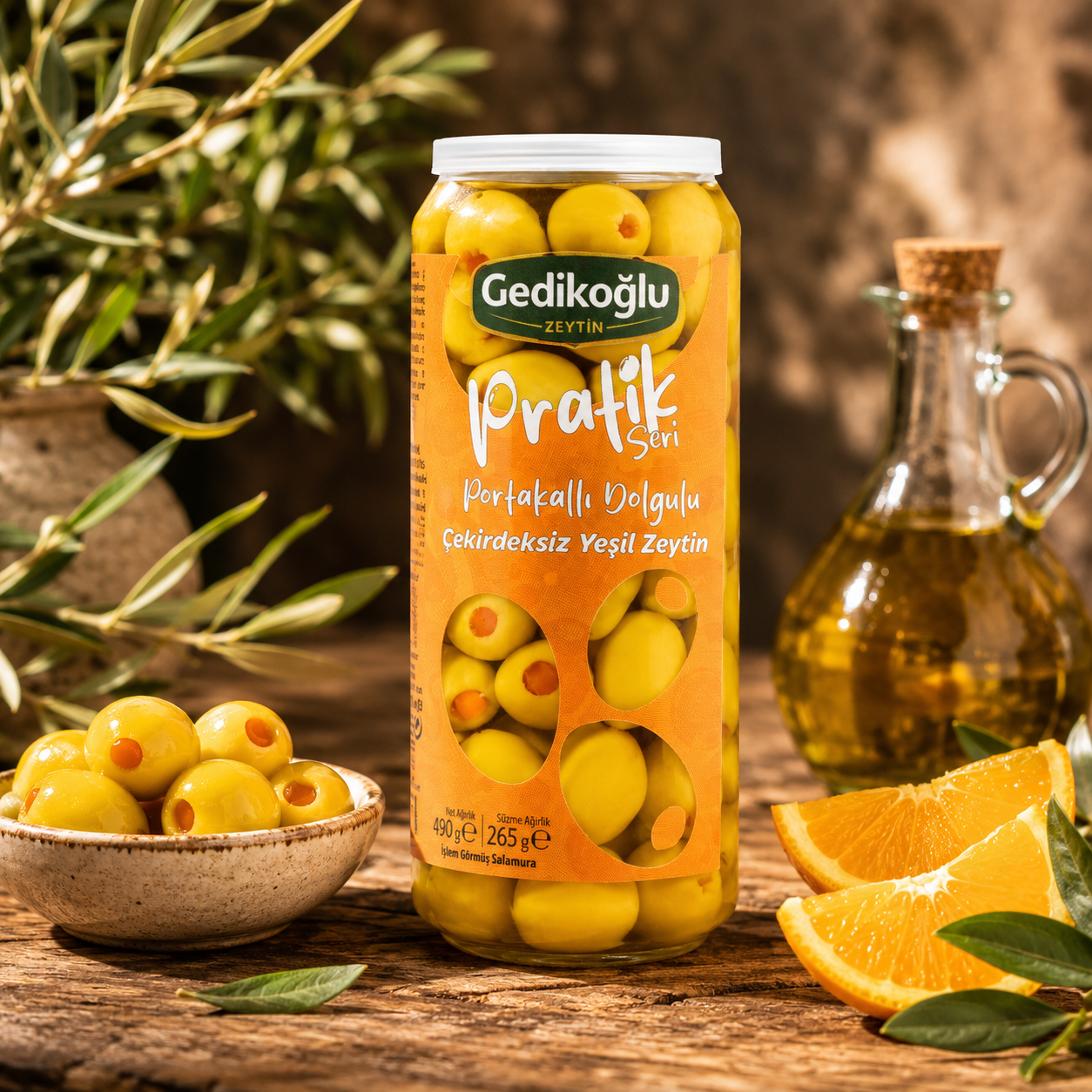 Portakallı Dolgulu Çekirdeksiz zeytin