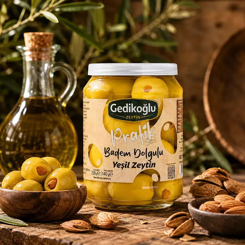 Badem Dolgulu Yeşil Zeytin